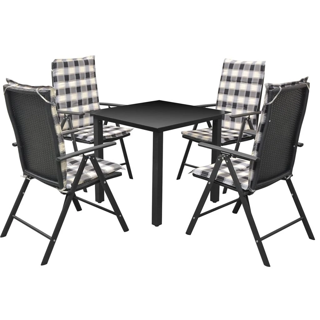 VidaXL 5-cz. Zestaw Mebli Ogrodowych Z Poduszkami, Aluminium, Czarny 4 VidaXL 5-cz. Zestaw Mebli Ogrodowych Z Poduszkami, Aluminium, Czarny - Image 2