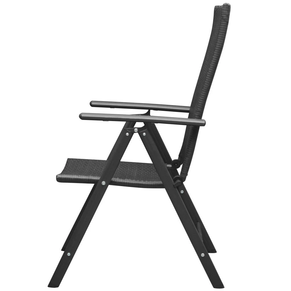 VidaXL Sztaplowane Krzesła Ogrodowe, 2 Szt., Polirattan, Czarne 6 VidaXL Sztaplowane Krzesła Ogrodowe, 2 Szt., Polirattan, Czarne - Image 4