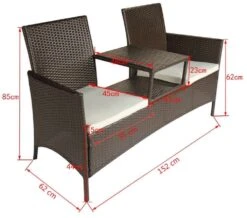 Ławka Ogrodowa Ze Stolikiem ELIOR Tamant, Brązowa, 62x85x152 Cm -Building Materials Shop 15874688254018649 jpg gallery.big iext58739294