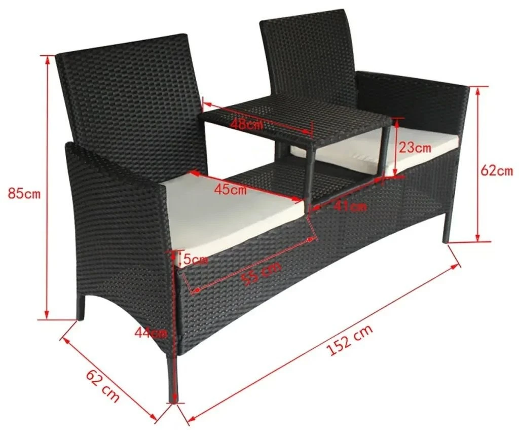 Ławka Ogrodowa Ze Stolikiem ELIOR Talorn, Czarna, 62x85x152 Cm 8 Ławka Ogrodowa Ze Stolikiem ELIOR Talorn, Czarna, 62x85x152 Cm - Image 6