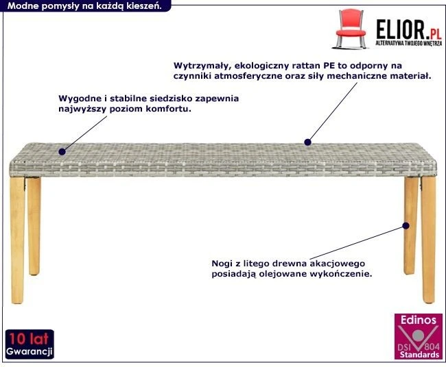 Trwała ławka Ogrodowa ELIOR Nicles, Szaro-brązowa, 40x40x80 Cm 4 Trwała ławka Ogrodowa ELIOR Nicles, Szaro-brązowa, 40x40x80 Cm - Image 2
