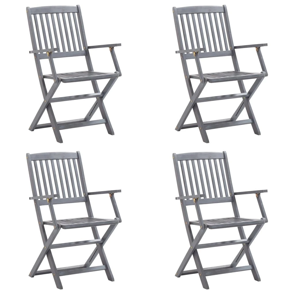 VIDAXL Składane Krzesła Ogrodowe, 4 Szt., Poduszki, Drewno Akacjowe 4 VIDAXL Składane Krzesła Ogrodowe, 4 Szt., Poduszki, Drewno Akacjowe - Image 2