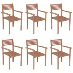 VIDAXL Sztaplowane Krzesła Ogrodowe Z Poduszkami, 6 Szt., Tekowe -Building Materials Shop 16246113800129916 jpg gallery.big iext74053059