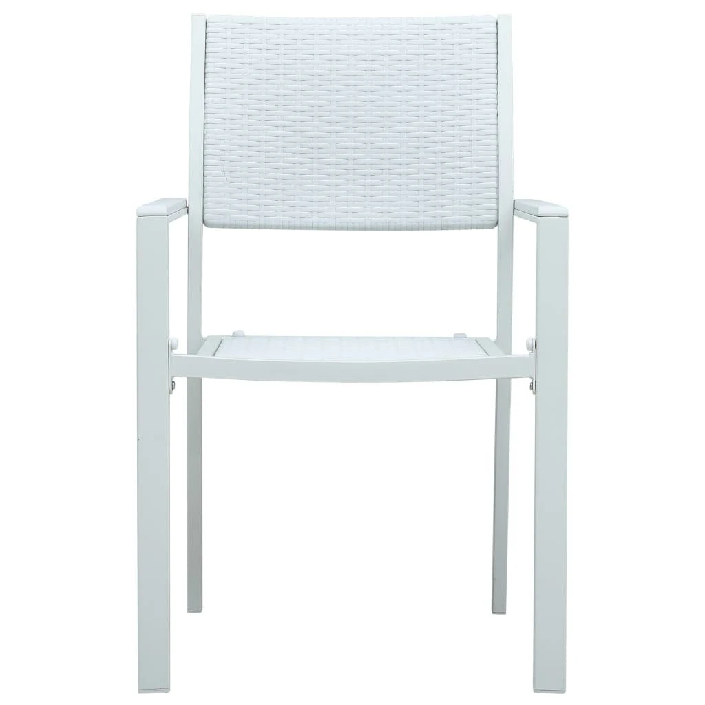 VidaXL Krzesła Ogrodowe, 4 Szt., Białe, Plastik Stylizowany Na Rattan 5 VidaXL Krzesła Ogrodowe, 4 Szt., Białe, Plastik Stylizowany Na Rattan - Image 3