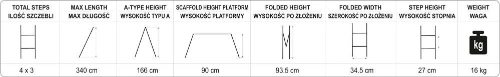 Drabina Aluminiowa Wielofunkcyjna TOYA, 4 X 3 Stopnie 4 Drabina Aluminiowa Wielofunkcyjna TOYA, 4 X 3 Stopnie - Image 2