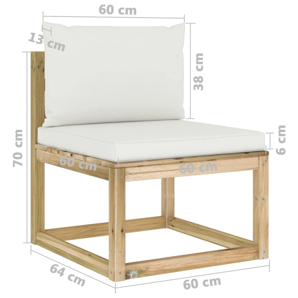 VidaXL 6-cz. Zestaw Wypoczynkowy Z Poduszkami, Impregnowana Sosna 11 VidaXL 6-cz. Zestaw Wypoczynkowy Z Poduszkami, Impregnowana Sosna - Image 9