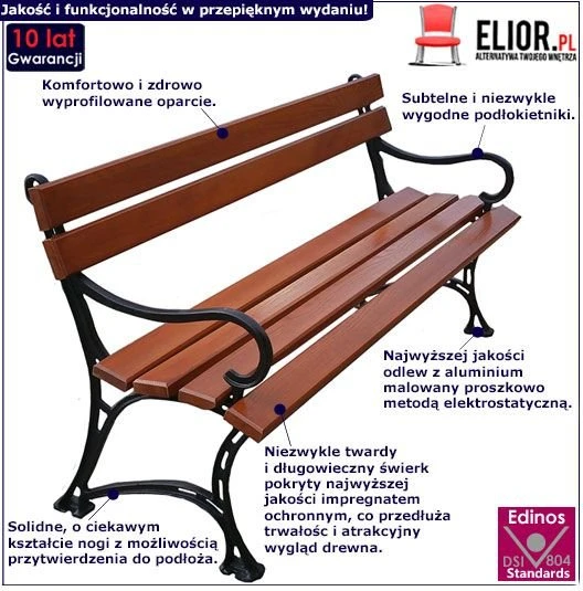 Aluminiowa Ławka Ogrodowa Helen 3X 180 Cm - 7 Kolorów 38X74,5 4 Aluminiowa Ławka Ogrodowa Helen 3X 180 Cm - 7 Kolorów 38X74,5 - Image 2