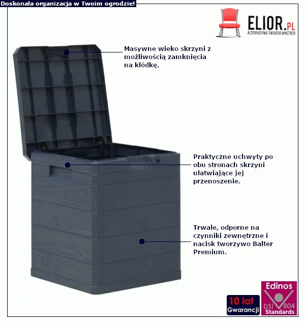 Antracytowa Pojemna Skrzynia Ogrodowa - Jardim 2X 50X50 5 Antracytowa Pojemna Skrzynia Ogrodowa - Jardim 2X 50X50 - Image 3