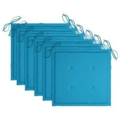 VIDAXL Krzesła Ogrodowe, Niebieskie Poduszki, 6 Szt., Drewno Tekowe -Building Materials Shop 16763047383771938 jpg gallery.big iext124398487