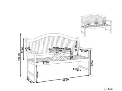 Ławka Ogrodowa Z Rozkładanym Stolikiem BELIANI Hilo, Jasnobrązowa, 150x102x54 Cm -Building Materials Shop 16791364212539842 png gallery.big iext126924286