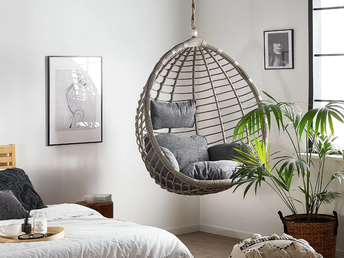 Fotel Wiszący BELIANI Tollo, Szary, 116x106x74 Cm 4 Fotel Wiszący BELIANI Tollo, Szary, 116x106x74 Cm - Image 2