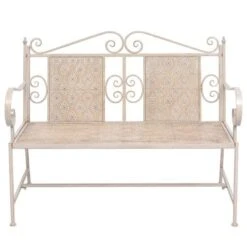 VidaXL Ławka Ogrodowa, 115 Cm, Stalowa, Biel Vintage -Building Materials Shop 16819452884321974 jpg gallery.big iext127879524