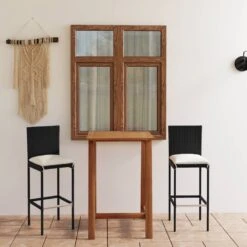 VIDAXL 3-cz. Zestaw Mebli Barowych Do Ogrodu, Z Poduszkami, Czarny