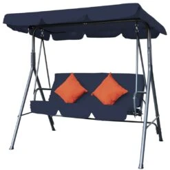 Huśtawka Ogrodowa SASKA GARDEN Kaja,+ Poduszki Pomarańczowe, 156x172x113 Cm