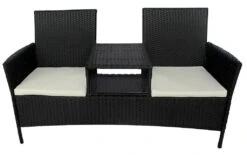 Ławka Ogrodowa Ze Stolikiem ELIOR Talorn, Czarna, 62x85x152 Cm