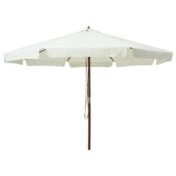 Parasol Ogrodowy Na Drewnianym Słupku VidaXL, Piaskowa Biel, 330 Cm