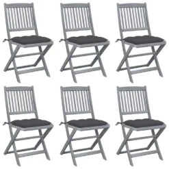 VIDAXL Składane Krzesła Ogrodowe, 6 Szt., Poduszki, Drewno Akacjowe