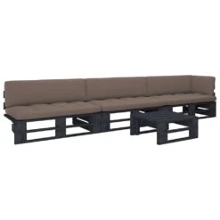 VidaXL 4-cz. Zestaw Wypoczynkowy Z Palet, Z Poduszkami, Czarny, Sosna