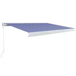 VidaXL Ręcznie Zwijana Markiza Kasetowa, 450 X 300 Cm, Niebiesko-biała