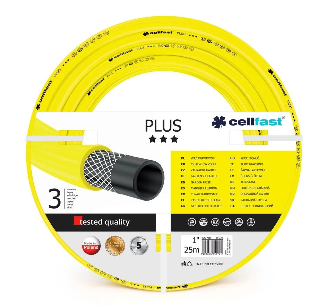 Wąż Ogrodowy CELLFAST Plus 10230, 1", 25 M 3 Wąż Ogrodowy CELLFAST Plus 10230, 1", 25 M