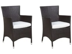 Zestaw Krzeseł BELIANI Italy, 2 Szt., Biały-ciemnobrązowy, 86x46x60 Cm