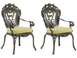 Zestaw Krzeseł Ogrodowych BELIANI Sapri, Ciemnobrązowo-jasnozielony, 97x58x69 Cm, 2 Szt.