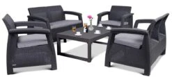 Zestaw Mebli Ogrodowych CURVER Corfu Fiesta Lyon, Grafitowo-szary, 5 Elementów