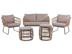 Zestaw Ogrodowy Rattanowy 4-osobowy Beżowy RAVELLO